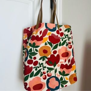 Sustainable Floral Folk Hippie Print Canvas Bag Spring Summer Tote